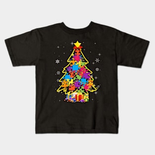 Autism Christmas Tree Gift For A Proud Autistic Person Kids T-Shirt